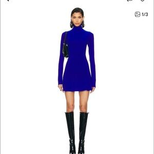 Norma Kamali Electric Blue Long-Sleeve Turtle Neck Mini Dress nwot